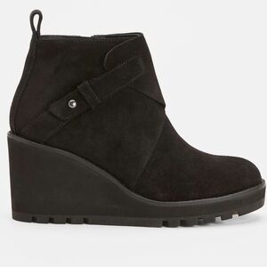 Eileen Fisher Women’s Tinker Wedge Booties Soft‎ Suede Minimalist Goth Black 8